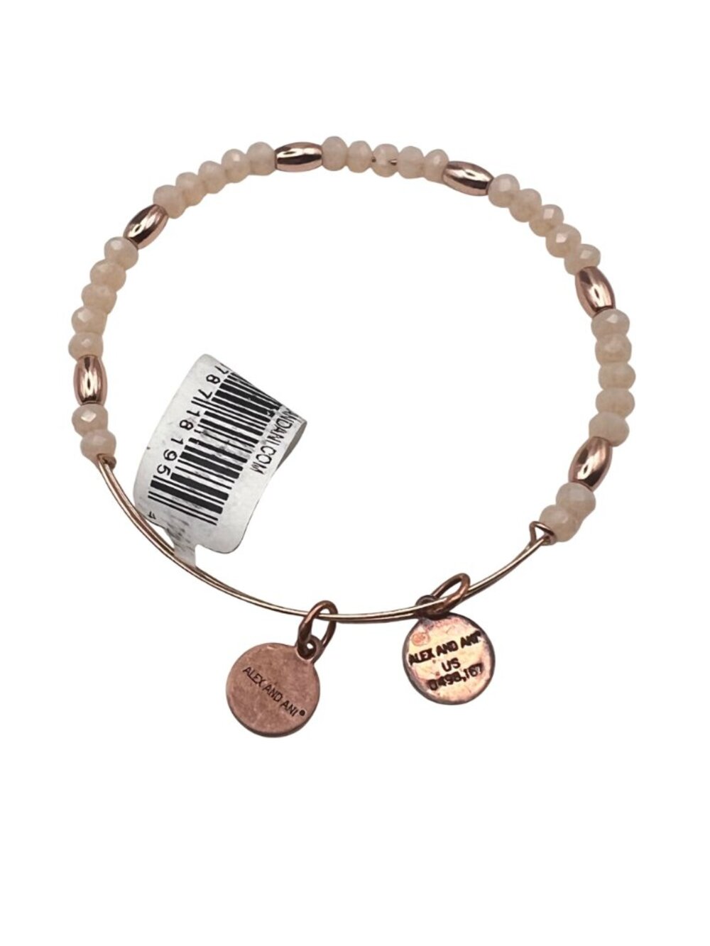 Alex And Ani Balance Bead II Carmel Rose Gold Tone Bangle Bracelet Pink NWT - Picture 7 of 9
